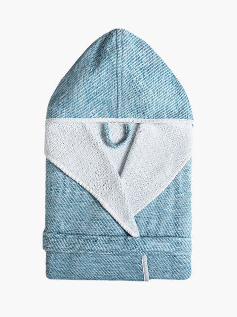 Hooded bathrobe petrol blue