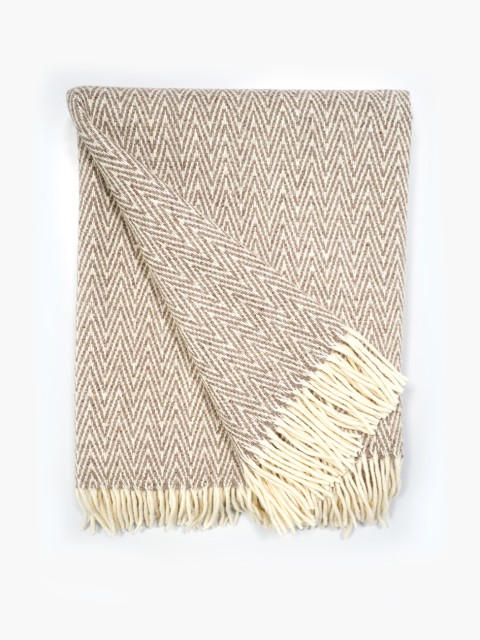 100% Wool Blanket Beige Medium