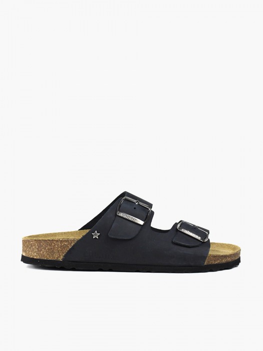 Amalia-MensBlack Leather Sandal